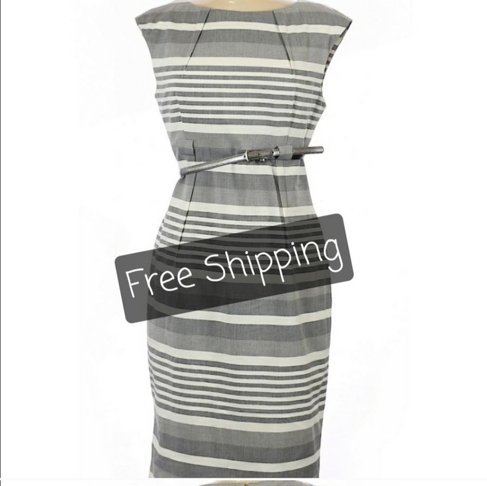 Professional Midi Dress in gray and white
